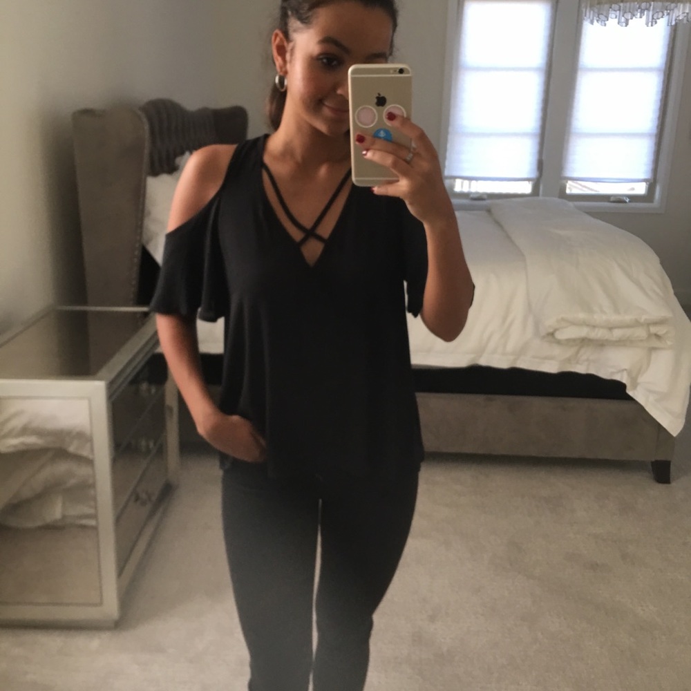 Lush Black V-neck Top